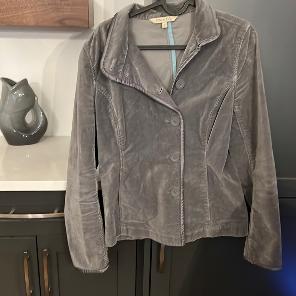Grey suede jacket.